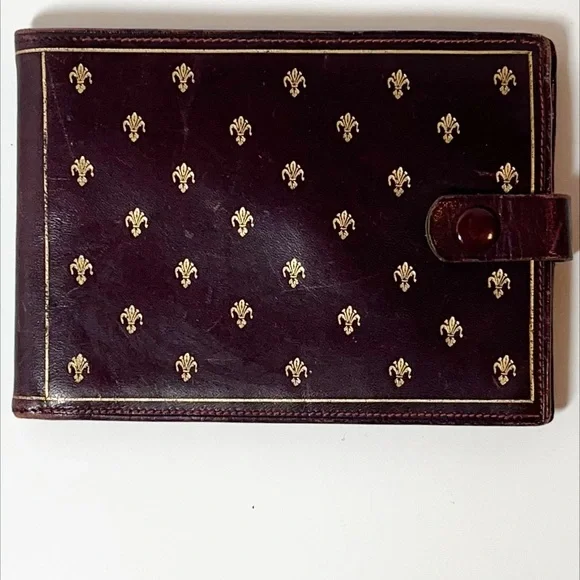 Vintage Florentine Cordovan Snap Closure Wallet with Gold Fleurs de Lis Accents - Picture 14 of 14